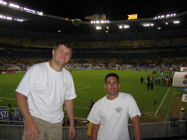 Enjoying some free time at a soccer game