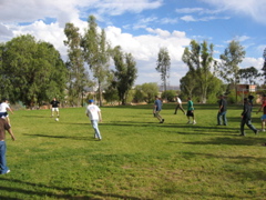 A game of soccer after a day of collaborating