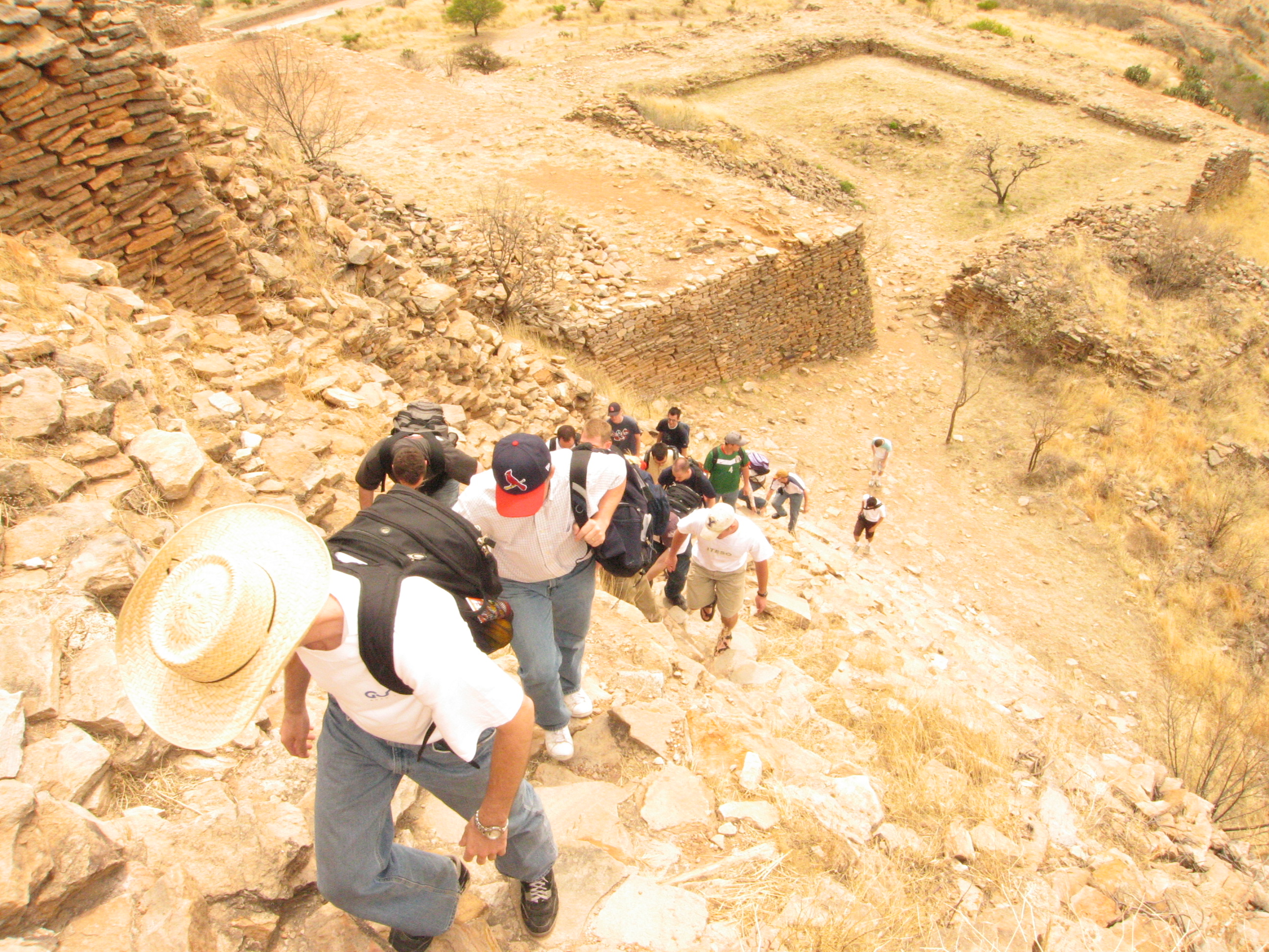 Josh leads the group up the ruins of La Quemada.