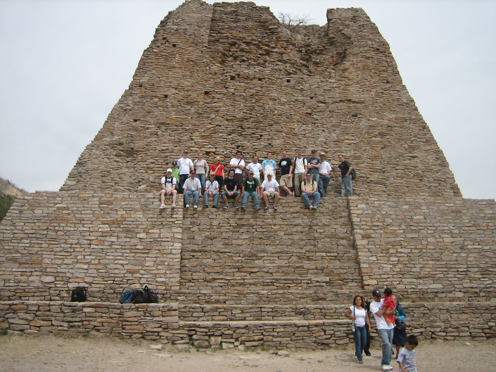 The BYU group poses on a pyramid at La Quemada.